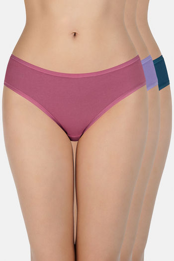 Buy Amante Low Rise Three-Fourth Coverage Bikini Pant (Pack of 3) - Assorted